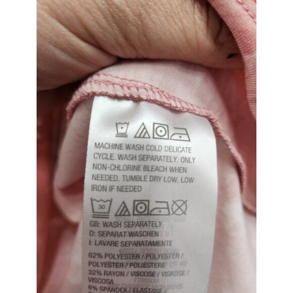 Isaac Mizrahi Live Womens Tunic Top Large Pink Floral V-Neck Long Sleeve Casual - Picture 5 of 8